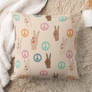 Peace and Love Multicultural Hand Pattern Cushion