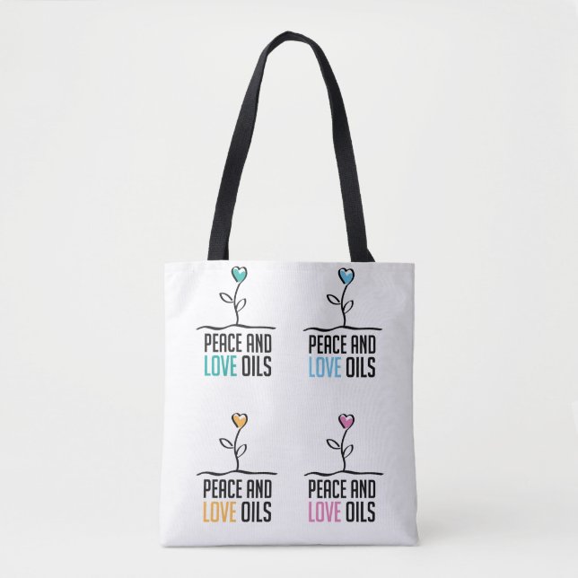 Peace and Love Oils All Over Print Tote Bag (Front)