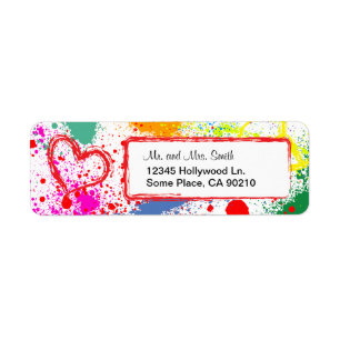 Peace and Love Paint Splatter (customisable) Return Address Label
