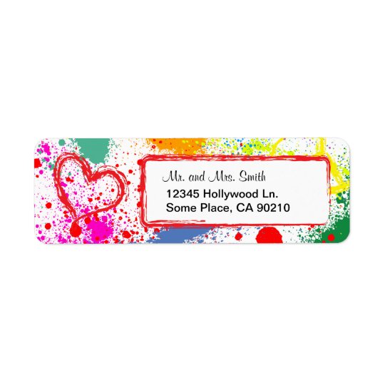 Peace and Love Paint Splatter (customisable) Return Address Label