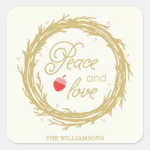 Peace and Love Personalised Holiday Stickers
