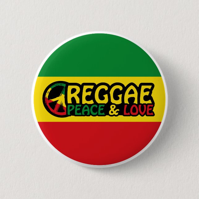 Peace and Love Positive Saying Reggae 6 Cm Round Badge (Front)