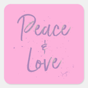 PEACE-and-Love-Purple Square Sticker