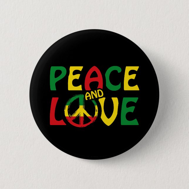 PEACE and LOVE, reggae style 6 Cm Round Badge (Front)