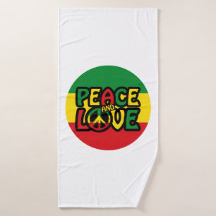 PEACE and LOVE, reggae style Bath Towel