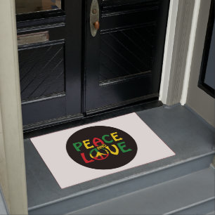 PEACE and LOVE, reggae style Doormat