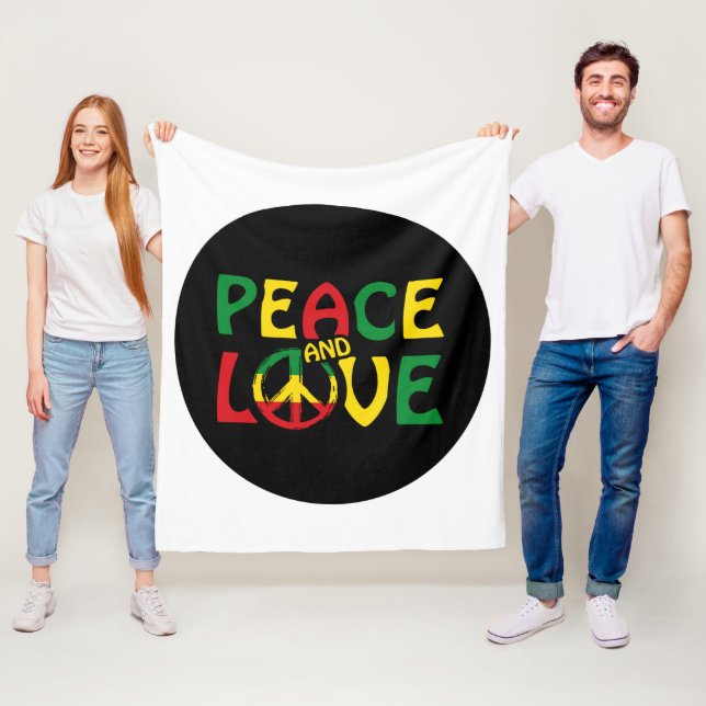 PEACE and LOVE, reggae style Fleece Blanket (In Situ)