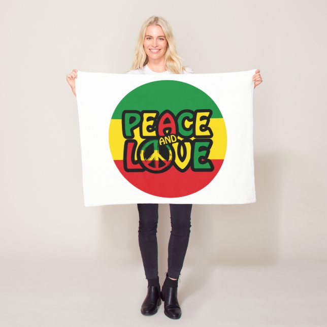 PEACE and LOVE, reggae style Fleece Blanket (In Situ)