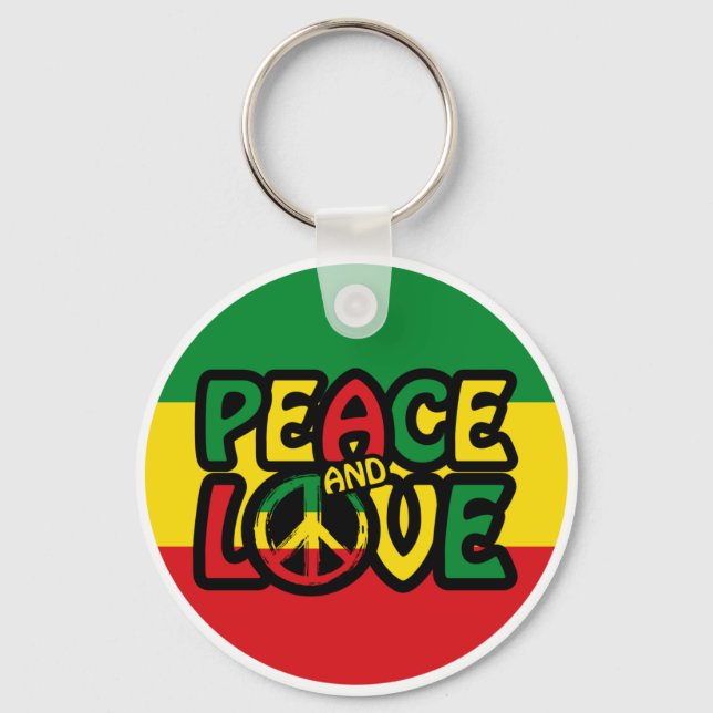 PEACE and LOVE, reggae style Key Ring (Front)