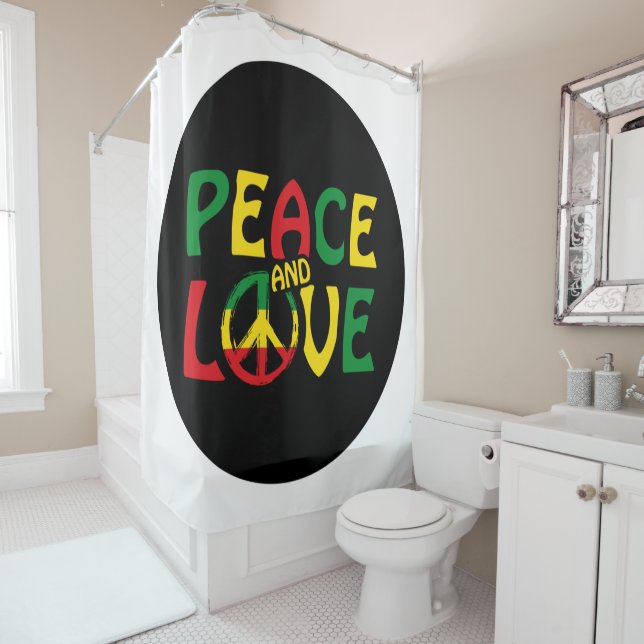 PEACE and LOVE, reggae style Shower Curtain (In Situ)