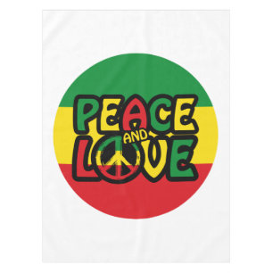 PEACE and LOVE, reggae style Tablecloth