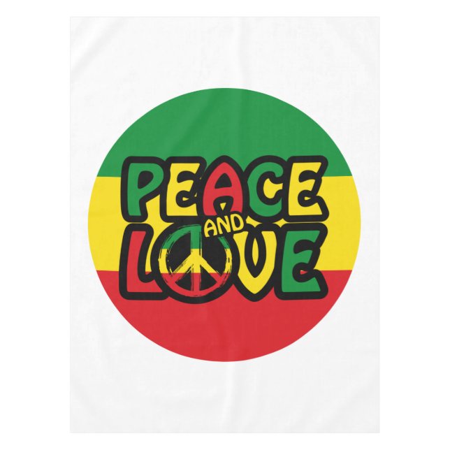 PEACE and LOVE, reggae style Tablecloth (Front)