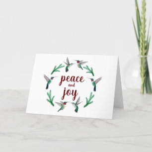 Peace and Love Ruby-throated  Hummingbirds Holiday Card
