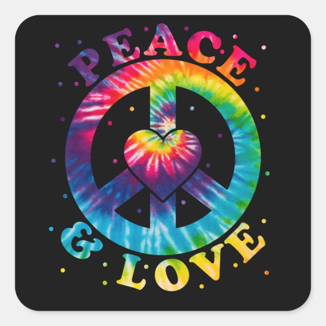 Peace and Love Square Sticker (Front)