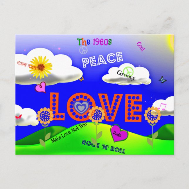 Peace and Love, the 1960s, Postcard (Front)