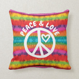 Peace and Love Tie Dye Stripes Cushion