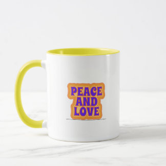 Peace and Love Typography Mug