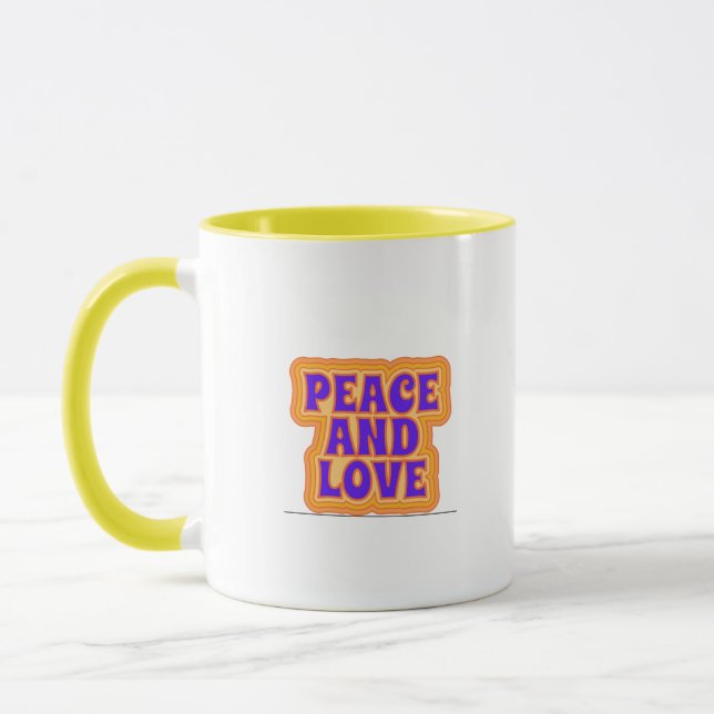 Peace and Love Typography Mug (Left)