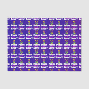 Peace and Love Typography Rainbow Hand Peace Sign Tissue Paper