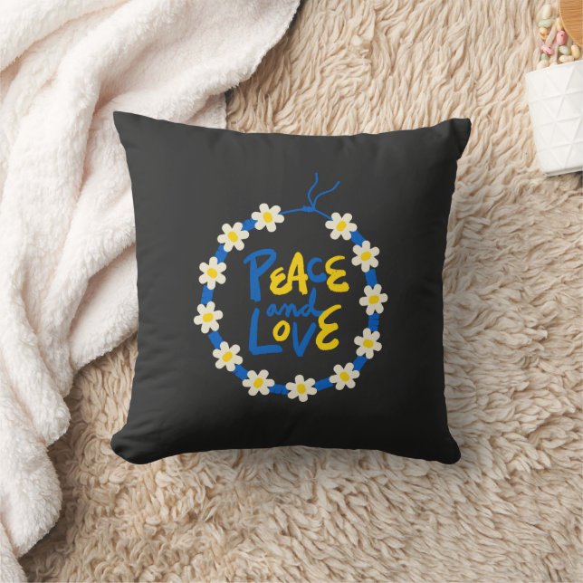 Peace and Love Ukraine Flower Wreath  Cushion (Blanket)