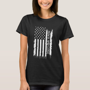 Peace and Love United States Distressed w US Flag T-Shirt