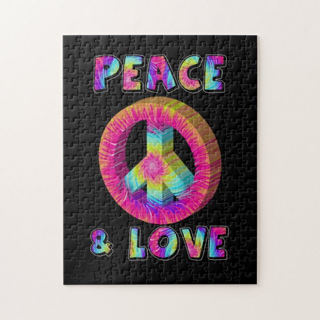 Peace and Love with Tie Dye Peace Sign Jigsaw Puzzle (Vertical)