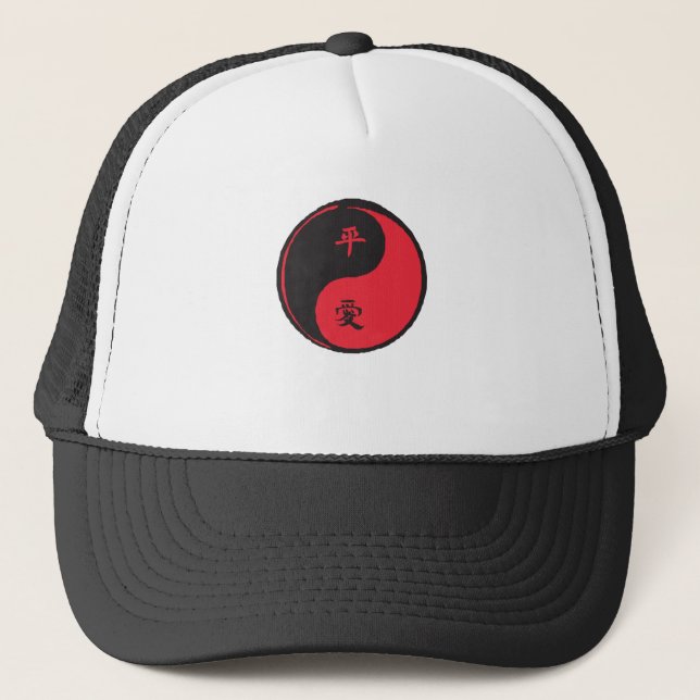 Peace and Love Yinyang Trucker Hat (Front)
