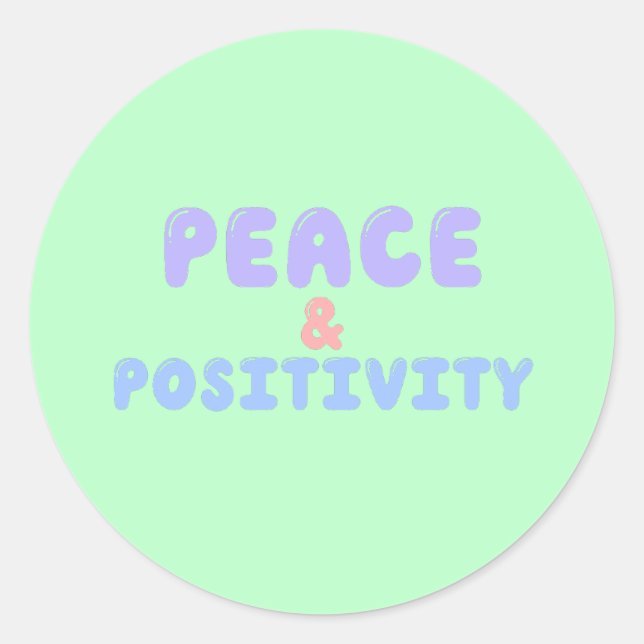 Peace and positivity - pastel classic round sticker (Front)