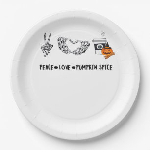 Peace And Pumpkin Spice, Halloween Skeletons Class Paper Plate