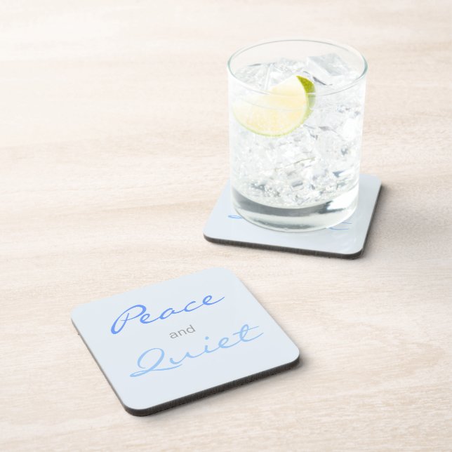 Peace and Quiet Words (Blue) Coaster (Right Side)