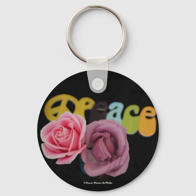 Peace and Roses-Keychain Key Ring (Front)