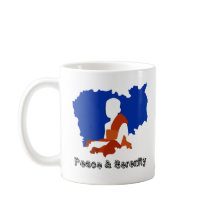 Peace and Serenity Blue Cambodia Map with Monk