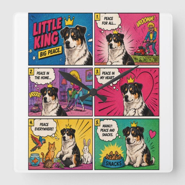Peace And Snacks Comic Dog Clock (Front)