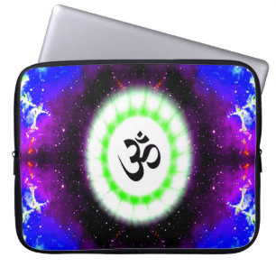 Peace and Unity OM Green Blue Black White Laptop Sleeve