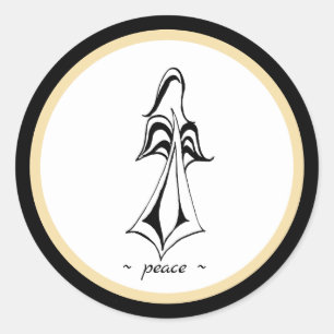 Peace! Angel Gold and Black Classic Round Sticker