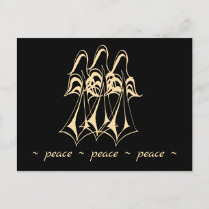 Peace! Angel   Gold on Black Postcard