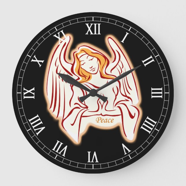 Peace Angel Round Roman Numerals Clock (Front)