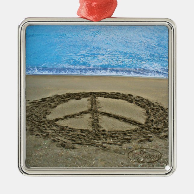 peace at the ocean metal ornament (Front)