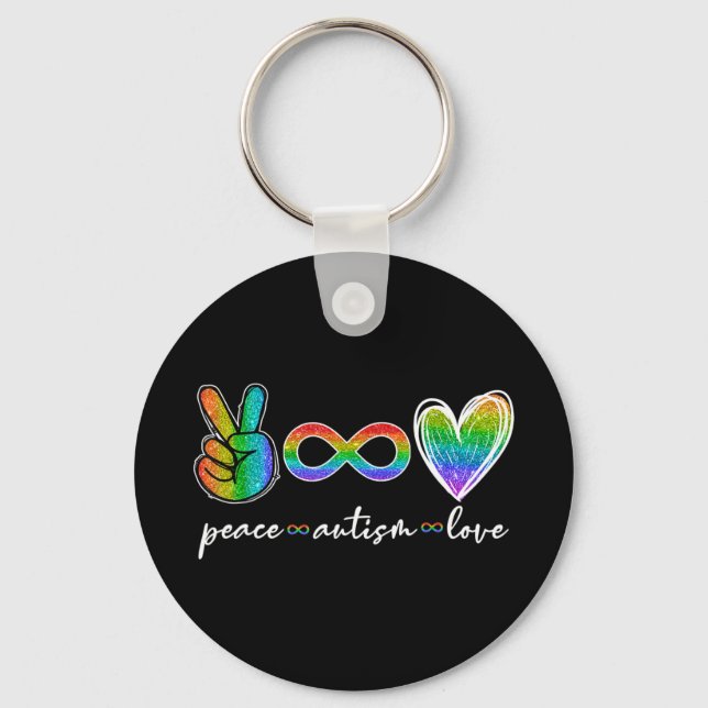 Peace Autism Love Autism Awareness T-Shirt feature Key Ring (Front)