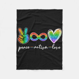 Peace Autism Love Infinity Symbol Autism Awareness Fleece Blanket