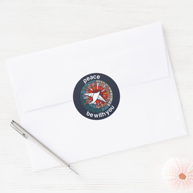 Peace be with you classic round sticker (Envelope)