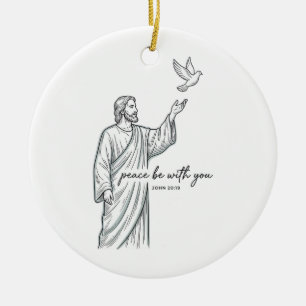 Peace Be With You Dove Christian Vintage Shirt Ceramic Ornament