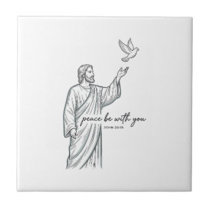 Peace Be With You Dove Christian Vintage Shirt Ceramic Tile