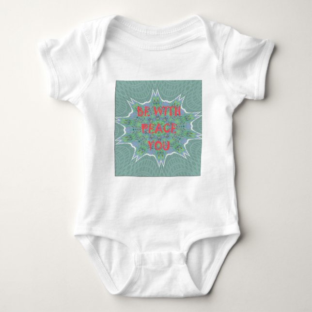 Peace Be With You Inspirational Graphic Art Text Baby Bodysuit (Front)
