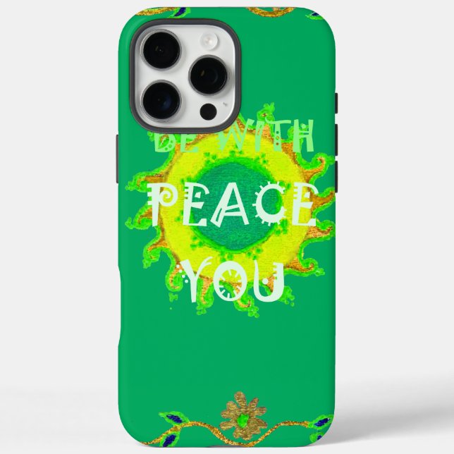 Peace Be With You: Inspirational Green and Yellow  Case-Mate iPhone Case (Back)