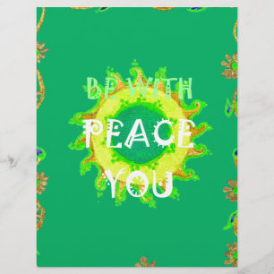 Peace Be With You: Inspirational Green and Yellow  Customized Letterhead