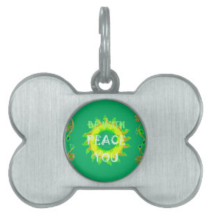 Peace Be With You: Inspirational Green and Yellow  Pet Tag
