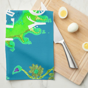 Peace Be With You: Inspirational Green and Yellow Tea Towel