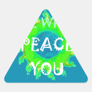 Peace Be With You: Inspirational Green and Yellow  Triangle Sticker