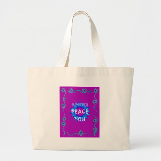 Peace Be With You Inspirational Print Large Tote Bag (Front)